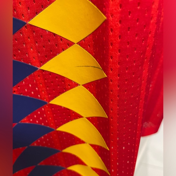 Adidas Red Mesh Striped Tank Side Slit Dress with Embroidered Emblem & Signature - Picture 8 of 9